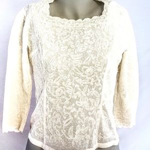 Vintage 1950s Debcraft Embroidered Sheer Blouse